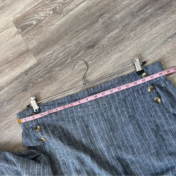 Zac &‎ Rachel blue striped linen wide leg cropped pants - Picture 4 of 6